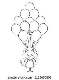 cute lion toy and balloons decoration party