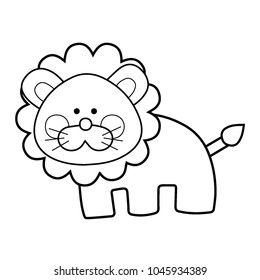 cute lion toy cartoon line art style, vector illustration, coloring page for kid