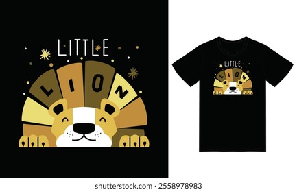 Cute lion with tshirt design premium vector the Concept of Isolated Technology. Flat Cartoon Style Suitable for Landing Web Pages,T shirt, Flyers, Stickers