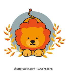Cuto vector león. Ilustración de diseño de impresión animal.