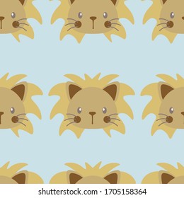 Cute Lion Vector Background Seamless