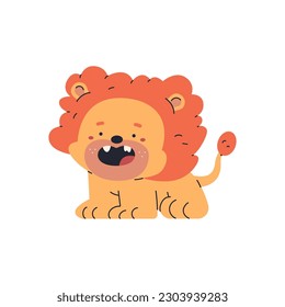 Cute lion vector cartoon character isolated on a white background.