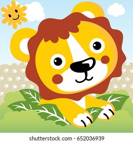 cute lion, vector cartoon illustration. Eps 10