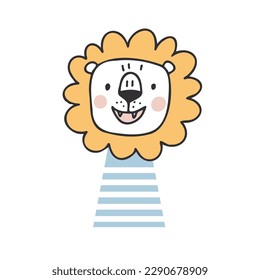Cute Lion. Vector Character for Baby Shower