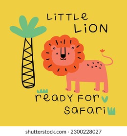 cute lion vector drawing as vector for kids fashion tee print