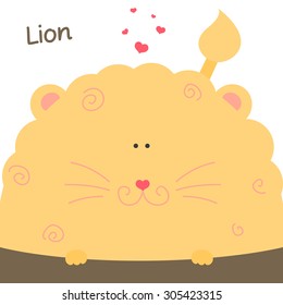 Cute lion vector. Funny hand drawn lion illustration.