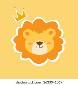 Cute lion vector head. Animal illustration. Can be used for wallpaper 