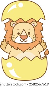 Cute Lion vector icon. Funny baby Lion animal series stock illustration. life of fluffy Lion designs.
Lion birth from the eggs
