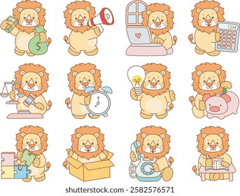 Cute Lion vector icon. Funny baby Lion animal series stock illustration. life of fluffy Lion designs.
Lion in the variation of finance and mathematics