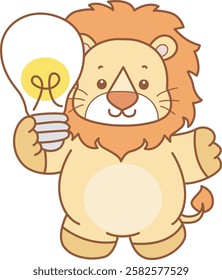 Cute Lion vector icon. Funny baby Lion animal series stock illustration. life of fluffy Lion designs.
Lion bring a lamp
