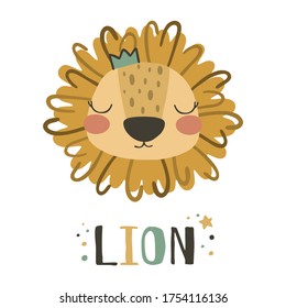 Cute lion.  Vector illustration.