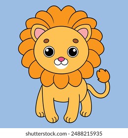 Cute Lion Vector Illustration Cartoon Clipart and Line Art Design