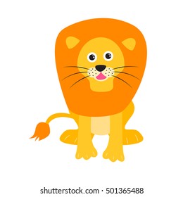 Cute lion vector illustration. Cartoon lion wild safari animal for kid t-shirt prints and apparel.