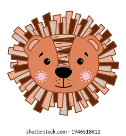 Cute lion. Vector illustration, isolated on a white background. Scandinavian style flat design. Concept for children print.