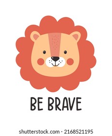 Cute lion vector illustration for t-shirt design with slogan. Vector illustration design for fashion fabrics, textile graphics, prints.