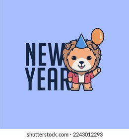 CUTE LION VECTOR NEW YEAR