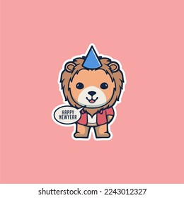CUTE LION VECTOR NEW YEAR
