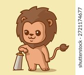 Cute Lion Warrior mascot Vector