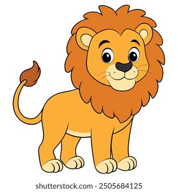 cute lion white background vector illustration