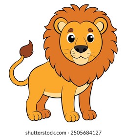 cute lion white background vector illustration
