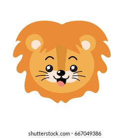 cute lion wild animal with face expression