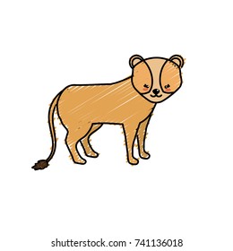cute lion wild animal icon