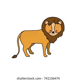 cute lion wild animal icon