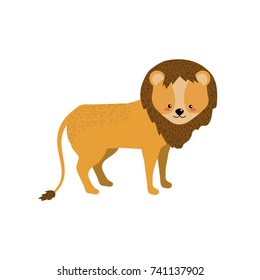 cute lion wild animal icon