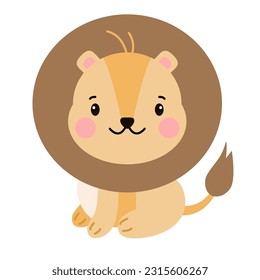 Cute lion. Wild animal vector illustration