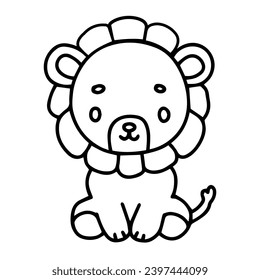 Cute lion wild safari african animals for kids, children clipart, vector illustration