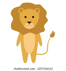 Cute lion. Wildlife animals. Vector