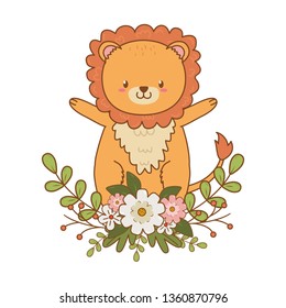cute lion woodland character