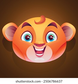 Cute Lioness face Sticker vector Background.