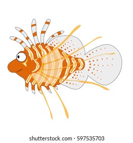 Cute lions fish vector isolated on white flat style