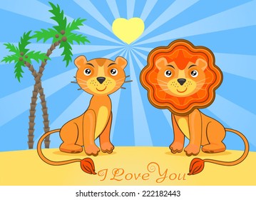 cute Lions in love