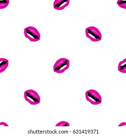 Cute lips kiss seamless pattern.