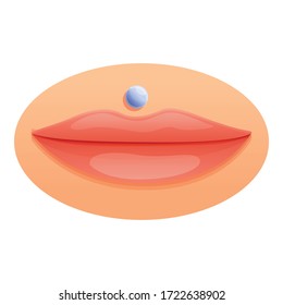 Cute lips piercing icon. Cartoon of cute lips piercing vector icon for web design isolated on white background