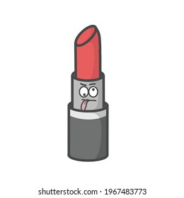 Cute Lipstick Character Flat Cartoon Vector Template Design Illustration