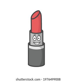 Cute Lipstick Character Flat Cartoon Vector Template Design Illustration