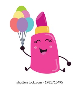 Cute lipstick character vector template design illustration