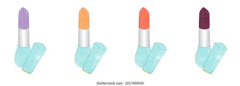 Cute lipstick colorful illustration set 02