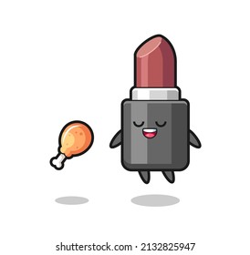 cute lipstick floating and tempted because of fried chicken , cute style design for t shirt, sticker, logo element
