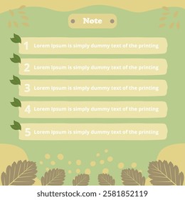 cute list note template with frame natural