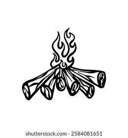 Cute  Lit Firewood  Drawing Illustration