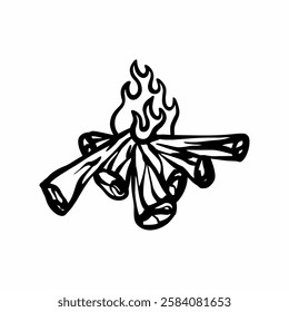 Cute  Lit Firewood  Drawing Illustration