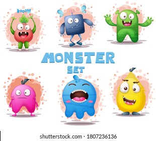 Cute litle monsters set. mascot cartoon character