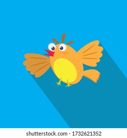 bonito pájaro naranja. diseño plano aislado en el fondo azul