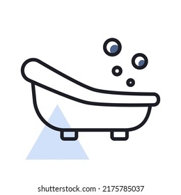 Cute litte baby bath isolated vector icon. Graph symbol for children and newborn babies web site and apps design, logo, app, UI