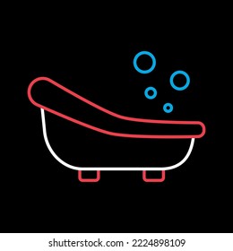 Cute Litte Baby Bath Isolated Vector On Black Background Icon. Graph Symbol For Children And Newborn Babies Web Site And Apps Design, Logo, App, UI