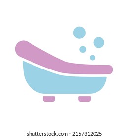 Cute litte baby bath vector glyph icon. Graph symbol for children and newborn babies web site and apps design, logo, app, UI